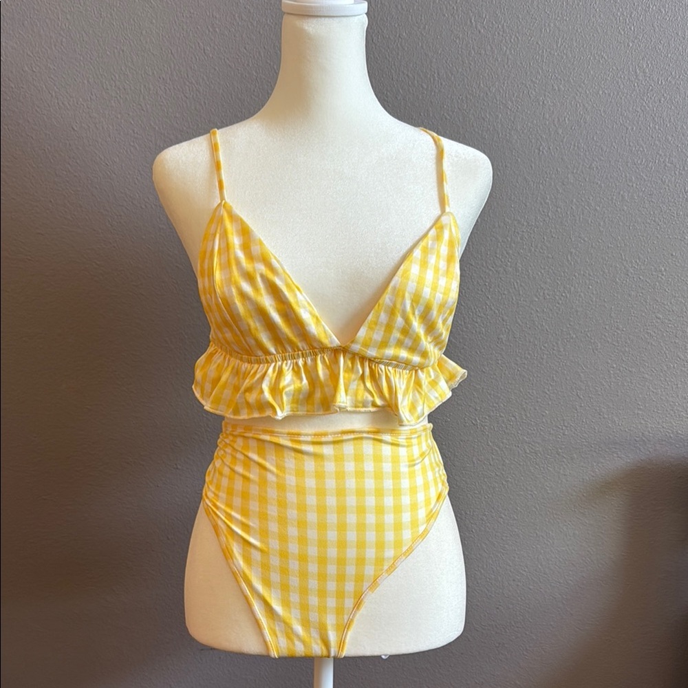 REVERSE | Like NEW | Yellow Gingham Bikini Set | Size M